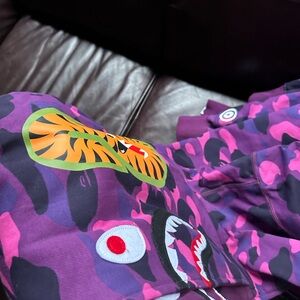 Purple authentic bape double hoodie
